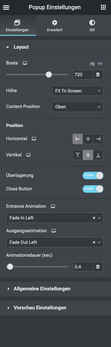 Elementor Pro: Popup-Navigation 2 Elementor Pro: Popup-Navigation 2